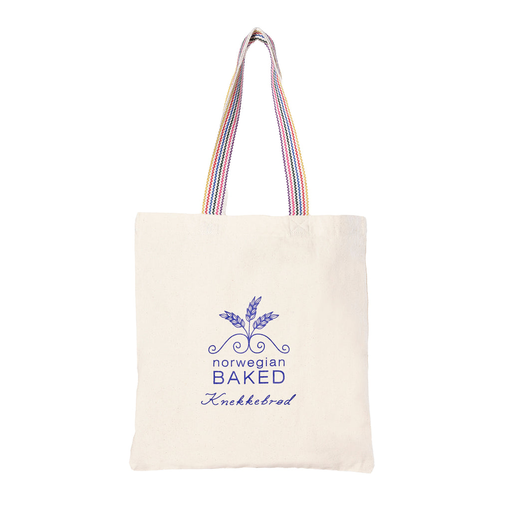 Norwegian Baked recycled cotton tote bag with embroidered Knekkebrød logo